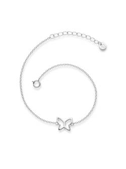 Glanzstücke München Damen-Armband Schmetterling Sterling Silber 17 + 3 cm - Silber-Armkettchen Freundschaftsarmbänder Armbändchen Silber 925 von GLANZSTÜCKE MÜNCHEN