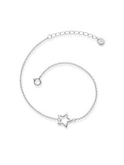 Glanzstücke München Damen-Armband Stern Sterling Silber 17 + 3 cm - Silber-Armkettchen Freundschaftsarmbänder Armbändchen Silber 925 von GLANZSTÜCKE MÜNCHEN