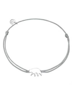 Glanzstücke München Damen-Textilarmband grau Eisbär Sterling Silber 15-22 cm - Armbändchen Armband mit Anhänger Stoffbändchen Armkettchen Textil von GLANZSTÜCKE MÜNCHEN