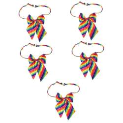 GLEAVI 5st Frauen Krawatte Schleife Haargummis Gestreifte Krawatte Foto Dekor Regenbogen-accessoires Regenbogen-fliege Stolz Dekor Polyester Frauenkleidung Universal- Männer Und Frauen von GLEAVI