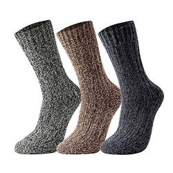 GLENMEARL 3 Paar Merinowolle Wandersocken warme Dicke Wollsocken für Damen & Herren 38-42, Thermosocken, Wintersocken, Stricksocken, Schlafsocken, Haussocken, Arbeitssocken von GLENMEARL