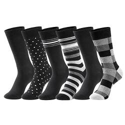 Herren Socken 6er-Pack, klassisch gemustert, schwarz, gekämmte Baumwolle, lässig, mittlere Wade Socken für Herren, Größe 44-47, Braun, 43-47 EU von GLENMEARL