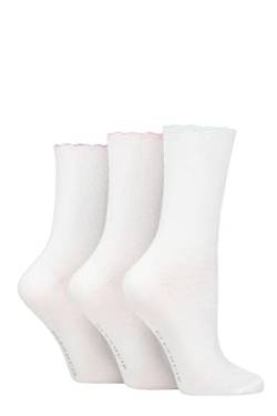 GLENMUIR Damen Jakobsmuschel Saum Gerippt Bambus Socken Packung 3 Weiß Lila/Rosa/Minze 37-42 von GLENMUIR