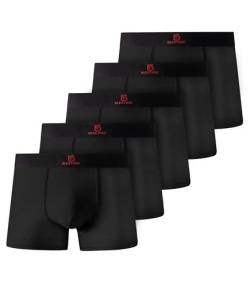 GLESTORE Boxershorts Herren Unterhosen Männer 5er Pack Modal Unterwäsche Hipster Sport Underpants 5 Schwarz mit Rot XL von GLESTORE