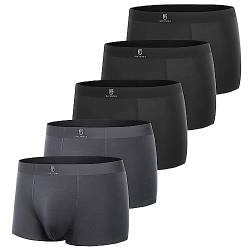 GLESTORE Herren Boxershorts Unterhosen Männer Short Boxer Unterwäsche Modal 5er Pack 3 Schwarz & 2 Dunkelgrau XXL von GLESTORE