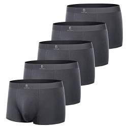 GLESTORE Herren Boxershorts Unterhosen Männer Short Boxer Unterwäsche Modal 5er Pack Dunkelgrau XXL von GLESTORE