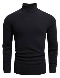 GLESTORE Herren Rollkragenpullover Turtleneck Sweater Winter Warme Slim Fit Basic Rollkragen Pullover Männer 001 Schwarz M von GLESTORE