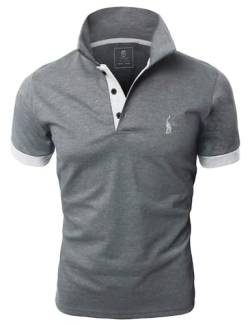 GLESTORE Kurzarm Poloshirt Herren T Shirt Männer Hemd Herren T-Shirt Sommer Slim Fit Polo Shirt Grau XL von GLESTORE