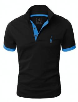 GLESTORE Kurzarm Poloshirt Herren T Shirt Männer Hemd Herren T-Shirt Sommer Slim Fit Polo Shirt Schwarz&Blau L von GLESTORE