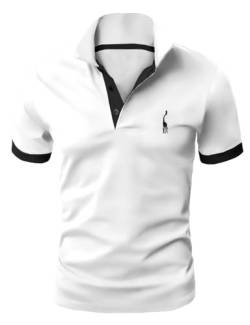 GLESTORE Kurzarm Poloshirt Herren T Shirt Männer Hemd Herren T-Shirt Sommer Slim Fit Polo Shirt Weiß L von GLESTORE