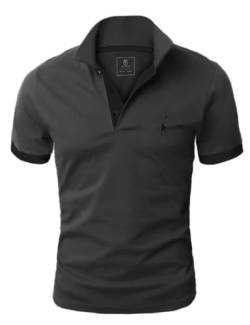 GLESTORE Poloshirt Herren, T Shirts Männer, Hemd Herren Kurzarm Giraffe Stickerei T-Shirt Sommer Slim Fit Golf Sports Grau&Schwarz 3XL von GLESTORE