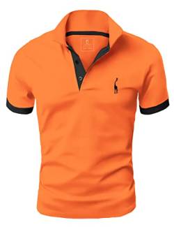 GLESTORE Poloshirt Herren, T Shirts Männer, Hemd Herren Kurzarm Giraffe Stickerei T-Shirt Sommer Slim Fit Golf Sports Orange L von GLESTORE