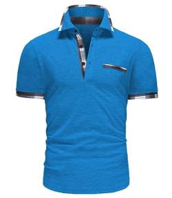 GLESTORE Poloshirt Herren Hemd Shirt Männer Active Sommer Polohemd für Herren Sport Tshirt Kurzarm Blau 3XL von GLESTORE