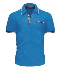 GLESTORE Poloshirt Herren Hemd Shirt Männer Active Sommer Polohemd für Herren Sport Tshirt Kurzarm Blau L von GLESTORE