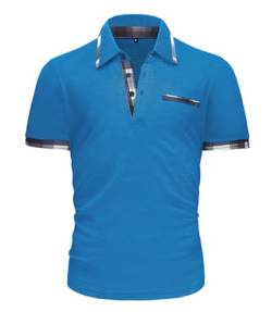 GLESTORE Poloshirt Herren Hemd Shirt Männer Active Sommer Polohemd für Herren Sport Tshirt Kurzarm Blau M von GLESTORE