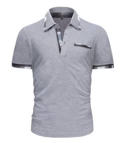 GLESTORE Poloshirt Herren Hemd Shirt Männer Active Sommer Polohemd für Herren Sport Tshirt Kurzarm Hellgrau XXL von GLESTORE