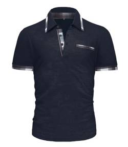 GLESTORE Poloshirt Herren Hemd Shirt Männer Active Sommer Polohemd für Herren Sport Tshirt Kurzarm Marineblau L von GLESTORE