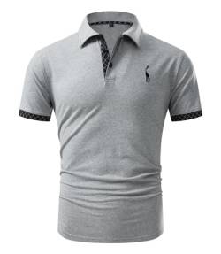 GLESTORE Poloshirt Herren T Shirt Männer Hemd Herren Kurzarm T-Shirt Sommer Slim Fit Golf Polo Shirt LGrey&Board XL von GLESTORE