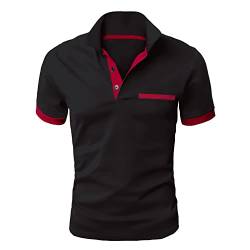 GLESTORE Poloshirt Herren T Shirts Männer Golf Polo Shirts Outdoor Sport Sommer Hemd Herren Tennis T-Shirt Schwarz und Rot XXL von GLESTORE