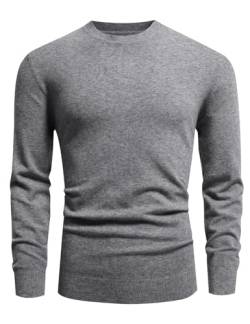 GLESTORE Pullover Herren Strickpullover Langarmshirt Herren Warme Winterpullover Basic Männer Pullover Rundhalsausschnitt Grau M von GLESTORE