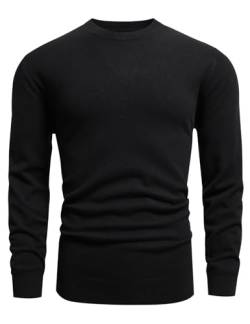 GLESTORE Pullover Herren Strickpullover Langarmshirt Herren Warme Winterpullover Basic Männer Pullover Rundhalsausschnitt Schwarz XL von GLESTORE