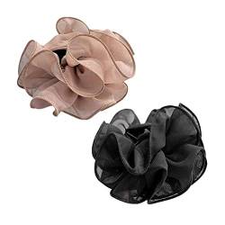 Chiffon-Klauen-Clip, Haarschleife, schwarz, Stoffband, Blumen-Clip, Kiefer-Clips, Blumen-Mesh-Seide, Party-Haarspangen, Blume, CL-Rose, S2w0 von GLIMDA