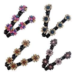 Elegante Doppelschicht Zopf Haarspange Pin Frauen Mädchen Strass Blume Seite Haarnadel Zahnform Zubehör Feste Haare Pony von GLIMDA