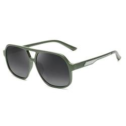 GLINDAR Polarisierte Pilot Sonnenbrille für Männer Frauen, Retro übergroße Quadratische Schatten Grün/Grau von GLINDAR