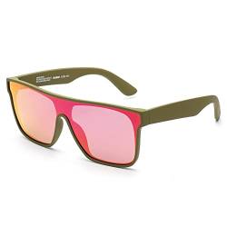 GLINDAR Polarisierte Recycelte Sonnenbrille für Männer Frauen, Retro Square Flat Top Shades UV400 Schutz Dunkelgrün von GLINDAR
