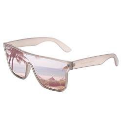GLINDAR Polarisierte Recycelte Sonnenbrille für Männer Frauen, Retro Square Flat Top Shades UV400 Schutz Rosa von GLINDAR