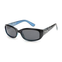 GLINDAR Polarisierte Sonnenbrille für Damen, Rechteckige Sonnenbrille zum Fahren Angeln Einkaufen UV400 Schwarz Blau von GLINDAR