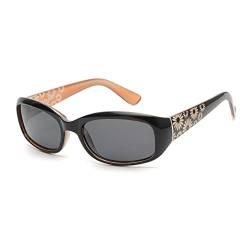 GLINDAR Polarisierte Sonnenbrille für Damen, Rechteckige Sonnenbrille zum Fahren Angeln Einkaufen UV400 Schwarz Gelb von GLINDAR