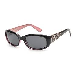 GLINDAR Polarisierte Sonnenbrille für Damen, Rechteckige Sonnenbrille zum Fahren Angeln Einkaufen UV400 Schwarz Pink von GLINDAR