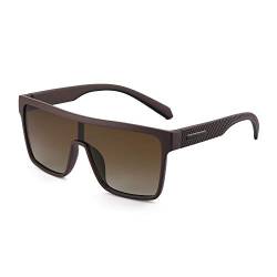 GLINDAR Polarized Shield Sonnenbrille für Männer Square Flat Top Sportbrille Kaffeerahmen/Brown Lens von GLINDAR