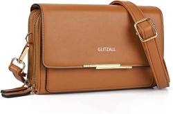 GLITZALL Klein Handy Umhängetasche für Damen,Kleine Telefontaschen mit mehreren Taschen,Ledergeldbörsen mit Kreditkartenfächern,2 Reißverschlusshandtaschen für Damen… von GLITZALL