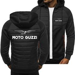 GLLUSA Herren Kapuzenpullover Für Moto Guzzi Druck Langärmeliger Zip Up Sweatshirt-Mantel Mit Kapuze Casual Herbst Arbeitskleidung Fleece-Pullover Jacke Tops Sport Warm Kapuzenstrickjacke-Black||L von GLLUSA