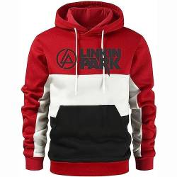 GLLUSA Herren Sweatshirt Mit Kapuze Für Linkin Park Druck Fleece Warmer Pullover Hoodie Mode Leichter Pullover Farbe Block Sport Pullover Tops Unisex-Erwachsene-1||3XL von GLLUSA