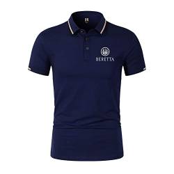 Herren Kurzarm Poloshirts Für Beretta Print Polo T-Shirt Sommer Pullover Casual Tee Top Kleidung Für Golf Tennis Arbeit-Dark Blue||XL von GLLUSA