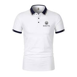 Herren Kurzarm Poloshirts Für Beretta Print Polo T-Shirt Sommer Pullover Casual Tee Top Kleidung Für Golf Tennis Arbeit-White||XL von GLLUSA