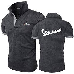 Herren-Poloshirts Leichtes Radtrikot Für Servizio Vespa-Aufdruck T-Shirt Kragen Halbe Ärmel Golf Kurzärmeliges T-Shirt Oberteil Kleidung Rennanzug-Dark Gray||XL von GLLUSA