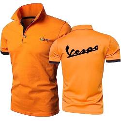 Herren-Poloshirts Leichtes Radtrikot Für Servizio Vespa-Aufdruck T-Shirt Kragen Halbe Ärmel Golf Kurzärmeliges T-Shirt Oberteil Kleidung Rennanzug-Orange||M von GLLUSA