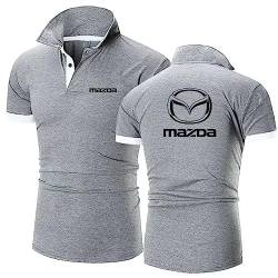 Herren-Poloshirts Mit Aufdruck Für Mazda Einfarbig Kragen Kurzärmelig Golf-Halbarm-Workout-T-Shirt Schnell Trocknend T-Shirt Oberteil Kleidung Unterwäsche-Light Gray||M von GLLUSA