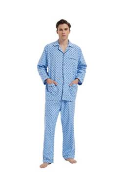 GLOBAL Herren Nachtwäsche Flanell Herren Pyjama Baumwolle Sets Langarm Herren Schlafanzug Lang Zweiteiliger Hausanzug PJ Set Loungewear Weihnachts Geschenk S-XXL von GLOBAL