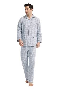 GLOBAL Herren Nachtwäsche Flanell Herren Pyjama Baumwolle Sets Langarm Herren Schlafanzug Lang Zweiteiliger Hausanzug PJ Set Loungewear Weihnachts Geschenk S-XXL von GLOBAL