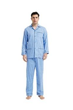 GLOBAL Herren Nachtwäsche Flanell Herren Pyjama Baumwolle Sets Langarm Herren Schlafanzug Lang Zweiteiliger Hausanzug PJ Set Loungewear Weihnachts Geschenk S-XXL von GLOBAL