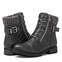 GLOBALWIN Damen Ankle Booties Fashion Combat Boots, 21yy18 Grau, 40.5 EU von GLOBALWIN