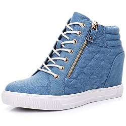 GLOBALWIN Damen Stiefeletten Keilabsatz Sneakers für Frauen, 21yy21 Denim Blue, 38.5 EU von GLOBALWIN