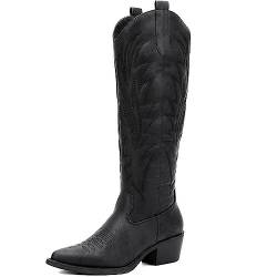 GLOBALWIN Damen bestickte kniehohe Stiefel The Western Cowgirl Boots, 23yy12 Black2, 43 EU von GLOBALWIN