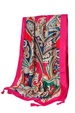 GLORIS Damen Schal Rosa groß 180 * 90 cm mit bunten Paisley Prints. Halstuch Tuch für Frauen. Kopftuch. Halstuch Schal von GLORIS