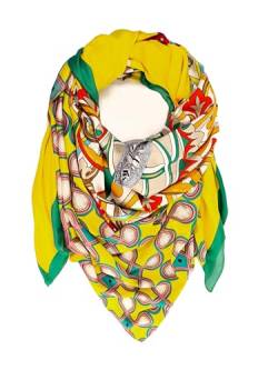 GLORIS Damen Tuch Schal Gelb Grun mit auffälligem buntes Muster - Halstuch, Kopftücher, Hijab - Perfekt für Frühling Herbst und Winter - viskose 135 * 135 cm. von GLORIS
